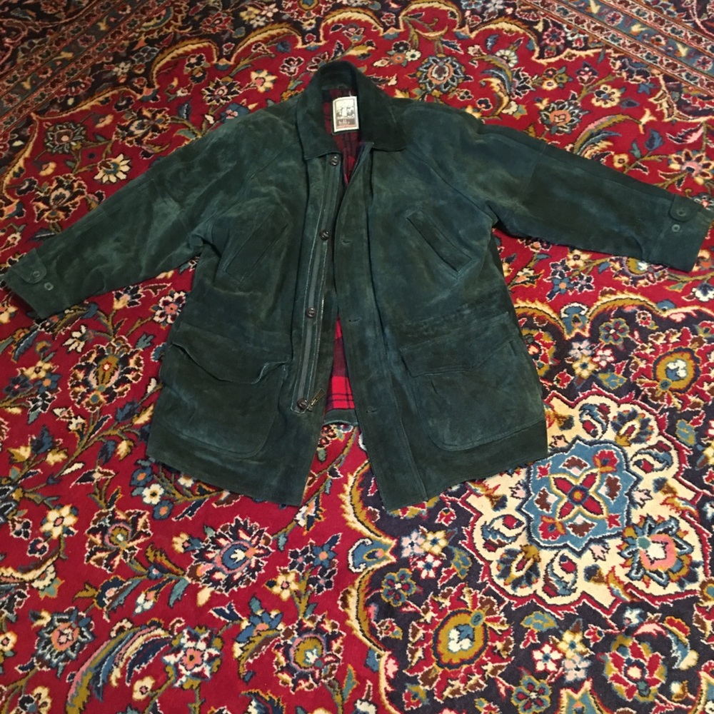 Beautiful Green Suede Leather Overcoat